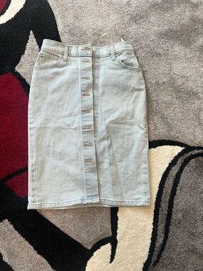 Levi's Light Blue Denim Button-Front Midi Skirt